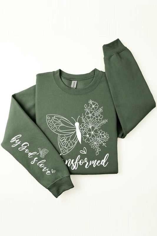 Gods Love Faith Sleeve Graphic Fleece Sweatshirt