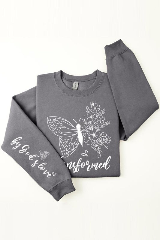Gods Love Faith Sleeve Graphic Fleece Sweatshirt
