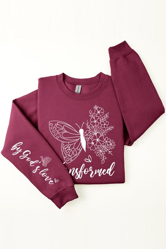 Gods Love Faith Sleeve Graphic Fleece Sweatshirt