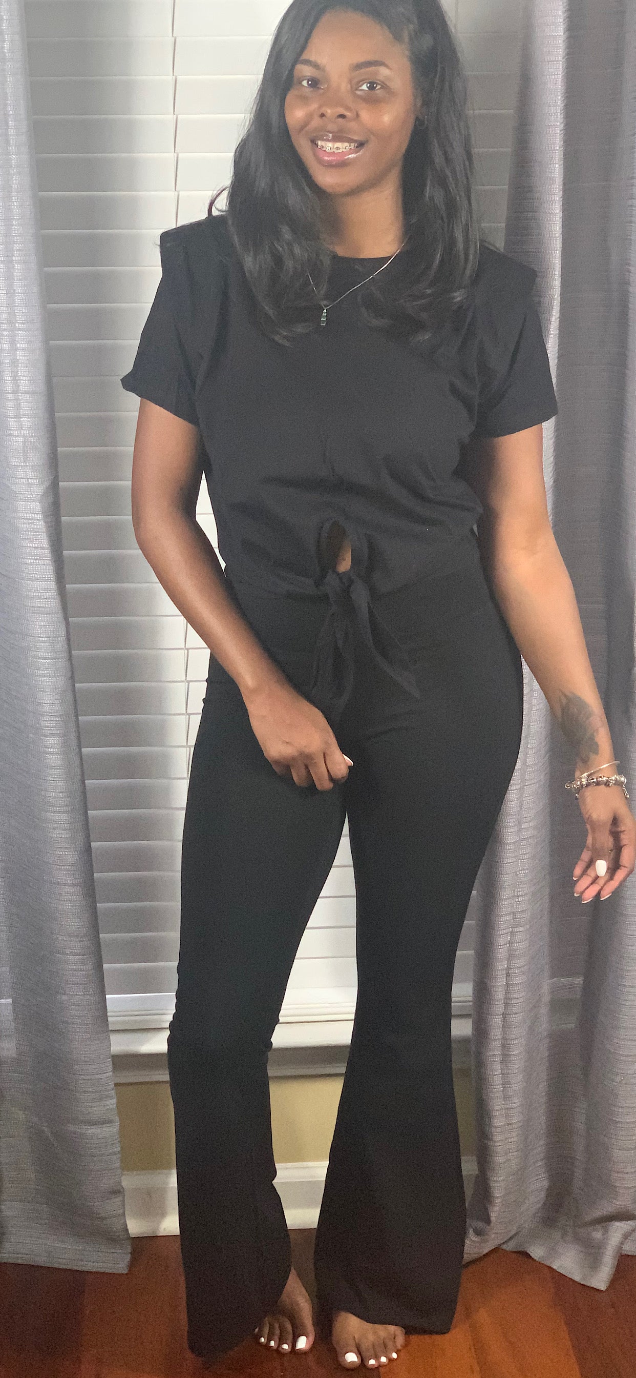 High waist yoga pants-black
