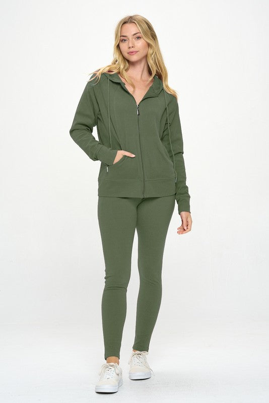 Basic Casual Active Hoodie Set