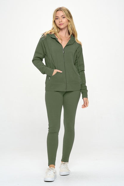 Basic Casual Active Hoodie Set
