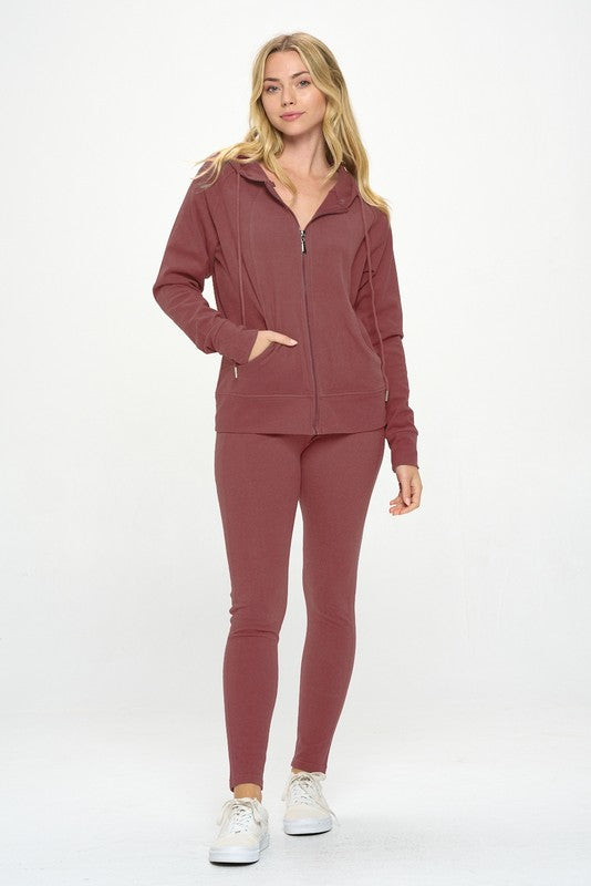 Basic Casual Active Hoodie Set