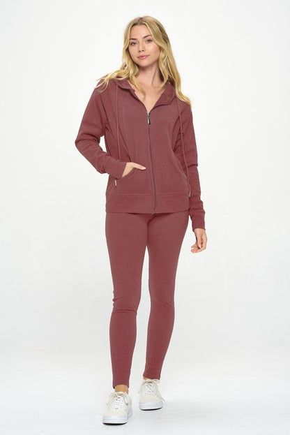Basic Casual Active Hoodie Set