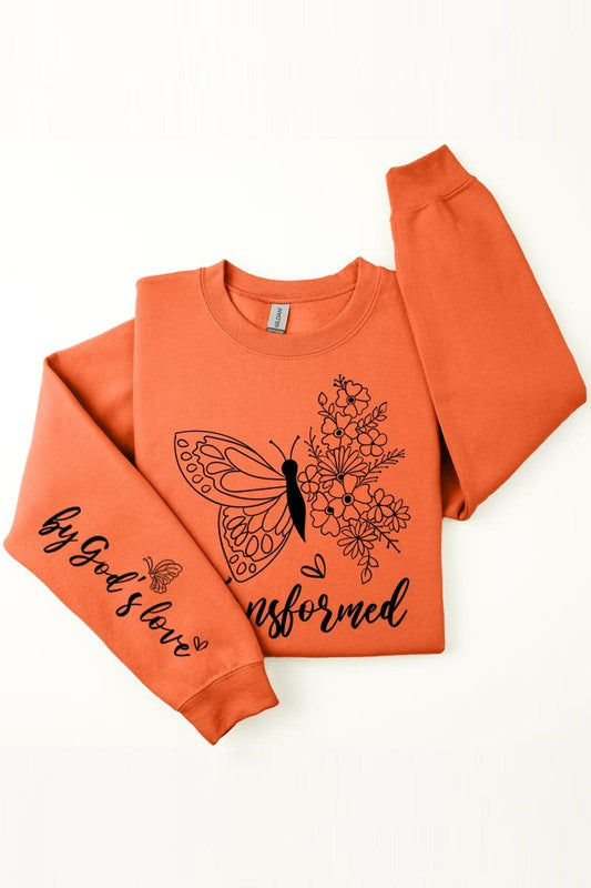 Gods Love Faith Sleeve Graphic Fleece Sweatshirt