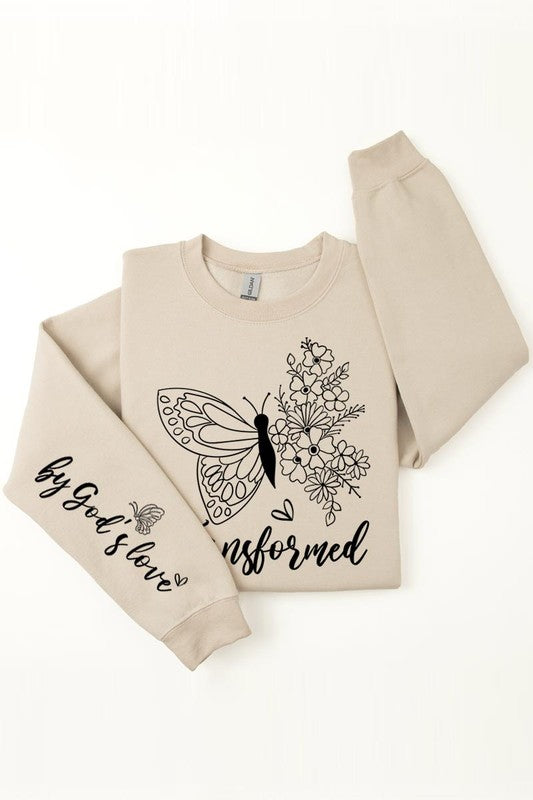Gods Love Faith Sleeve Graphic Fleece Sweatshirt