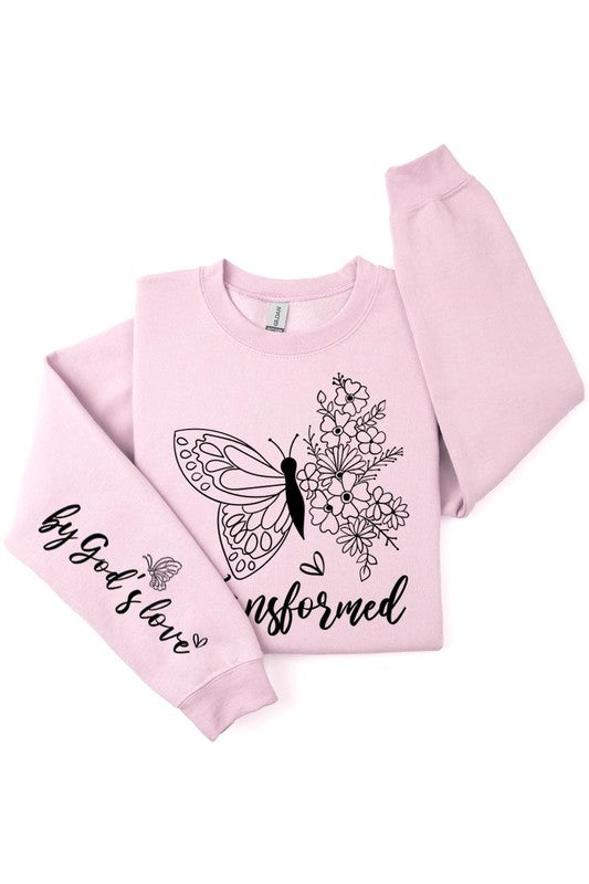 Gods Love Faith Sleeve Graphic Fleece Sweatshirt