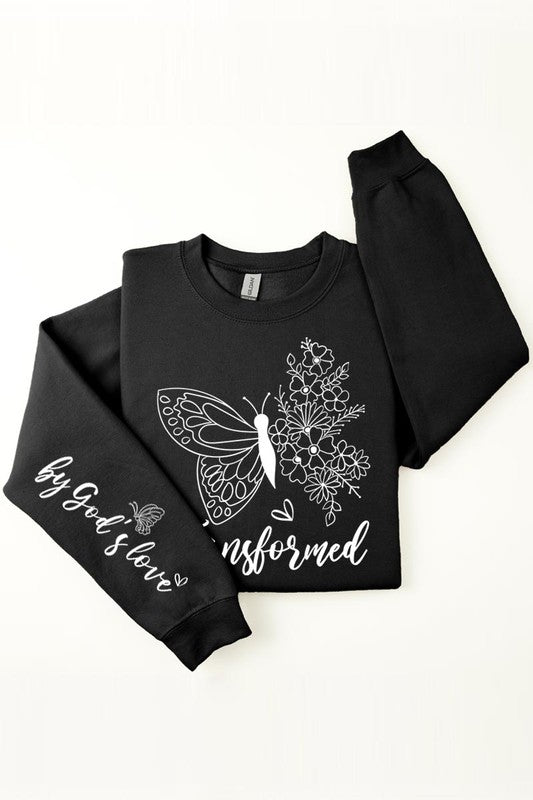 Gods Love Faith Sleeve Graphic Fleece Sweatshirt