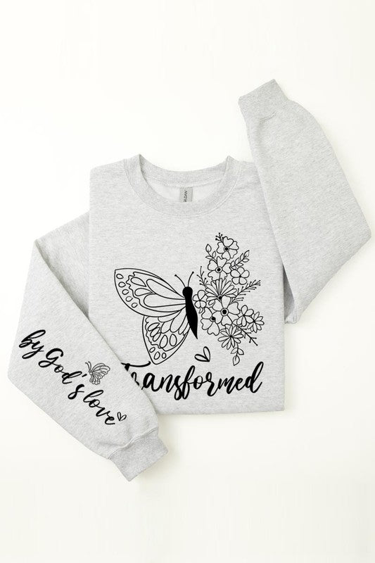 Gods Love Faith Sleeve Graphic Fleece Sweatshirt