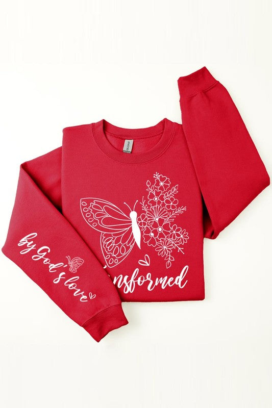 Gods Love Faith Sleeve Graphic Fleece Sweatshirt