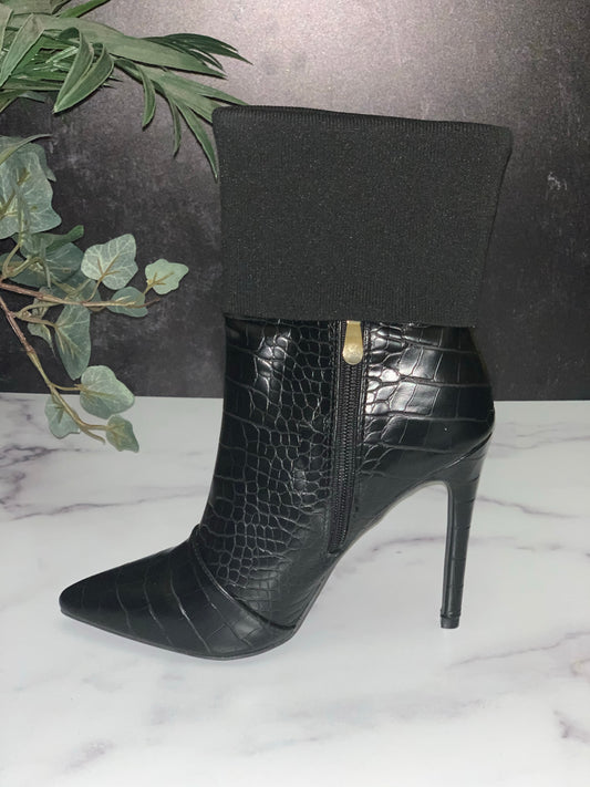 Brooklyn Croc Bootie-Black