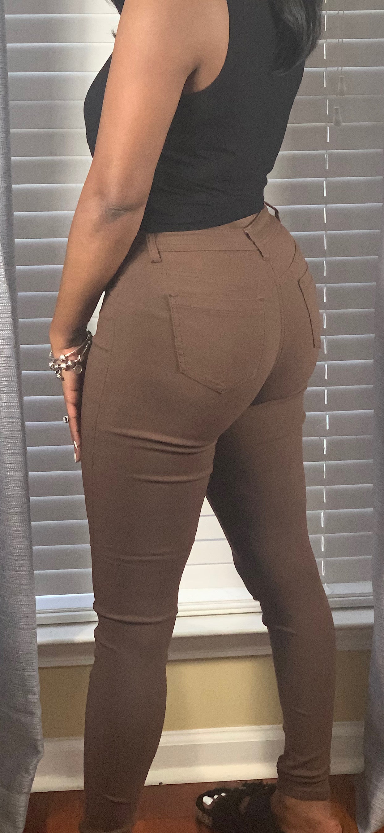 True Fit Skinny Leg Pants -Drk Brown
