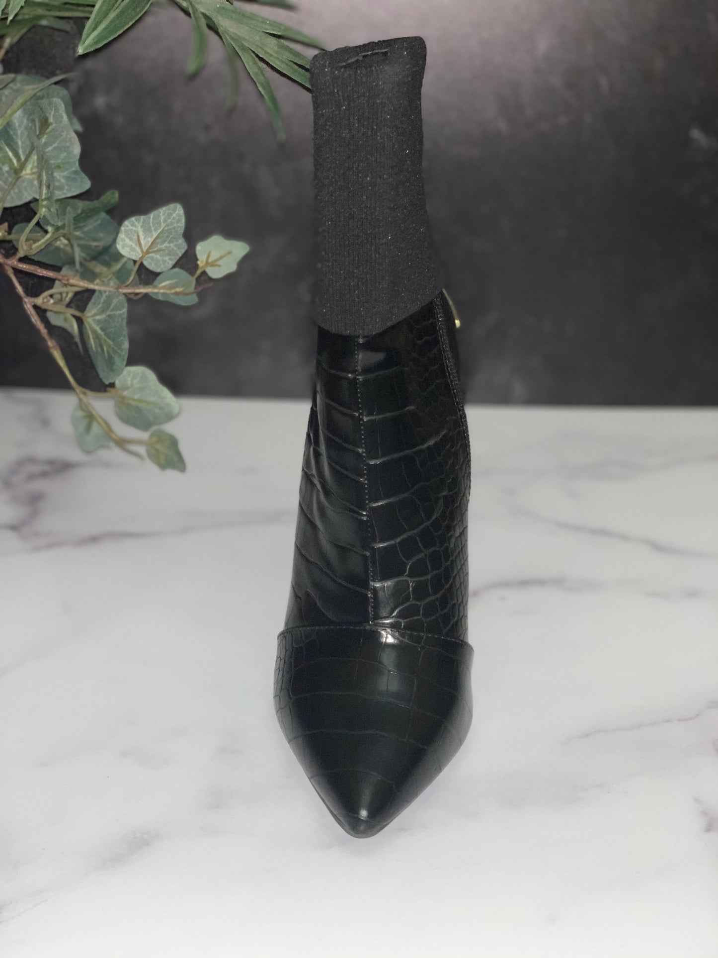Brooklyn Croc Bootie-Black