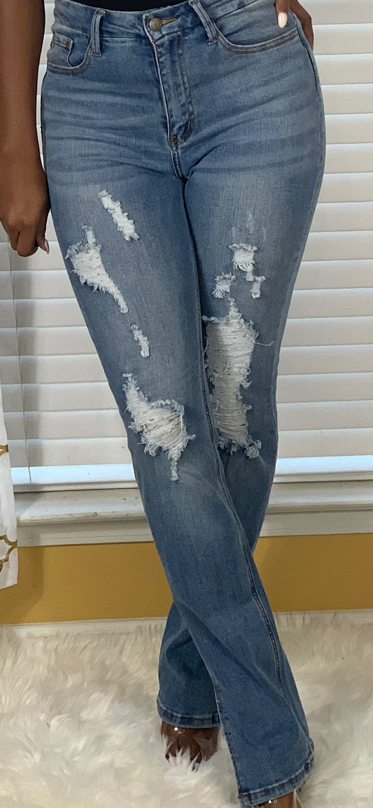 Distressed Medium Wash Jeans