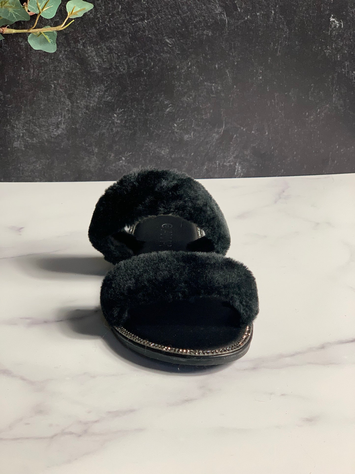 Nikki Fur Slides-black