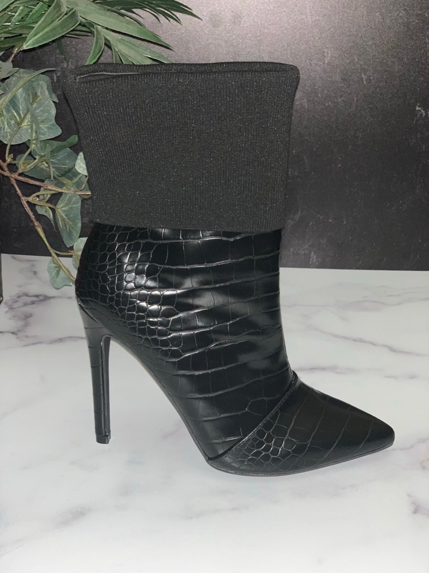 Brooklyn Croc Bootie-Black