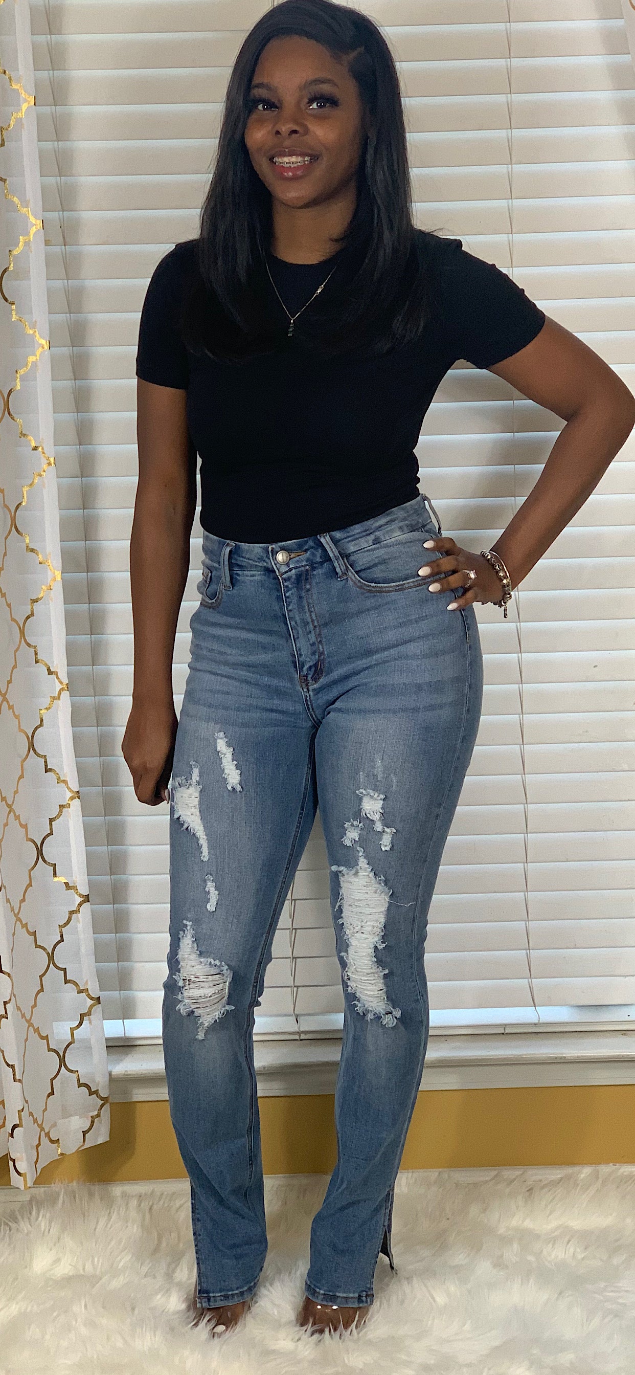 Distressed Medium Wash Jeans