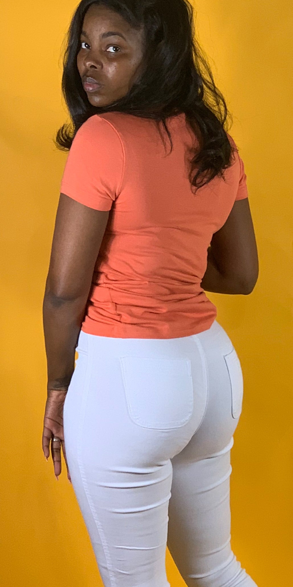 Basic Short Sleeve V-neck T-Shirt Ash Copper