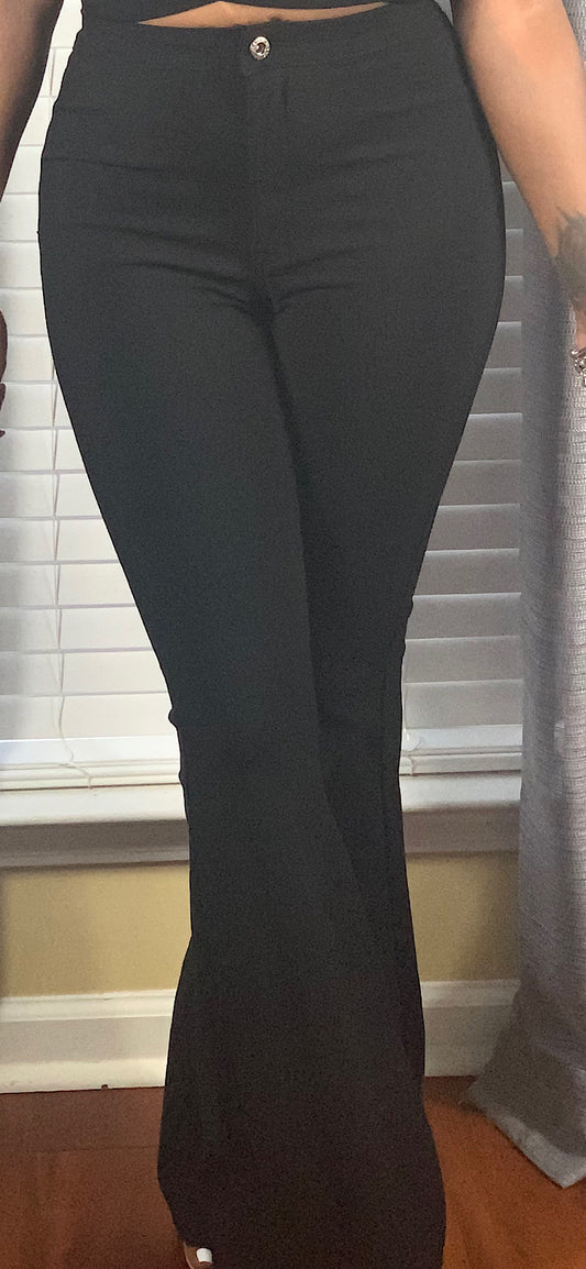 Colored Wide Leg Pants-Black