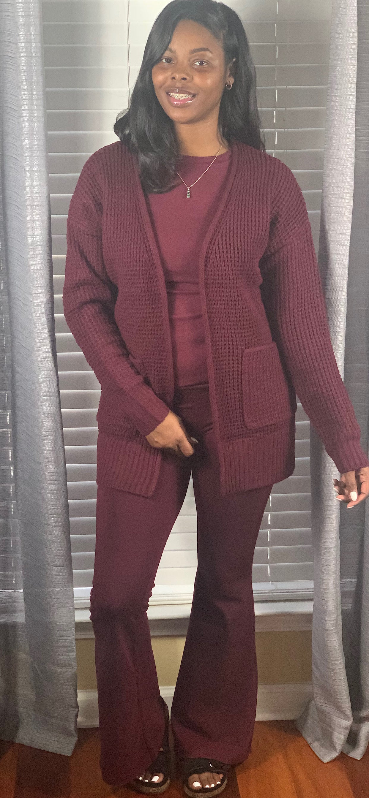 Waffle Open Cardigan