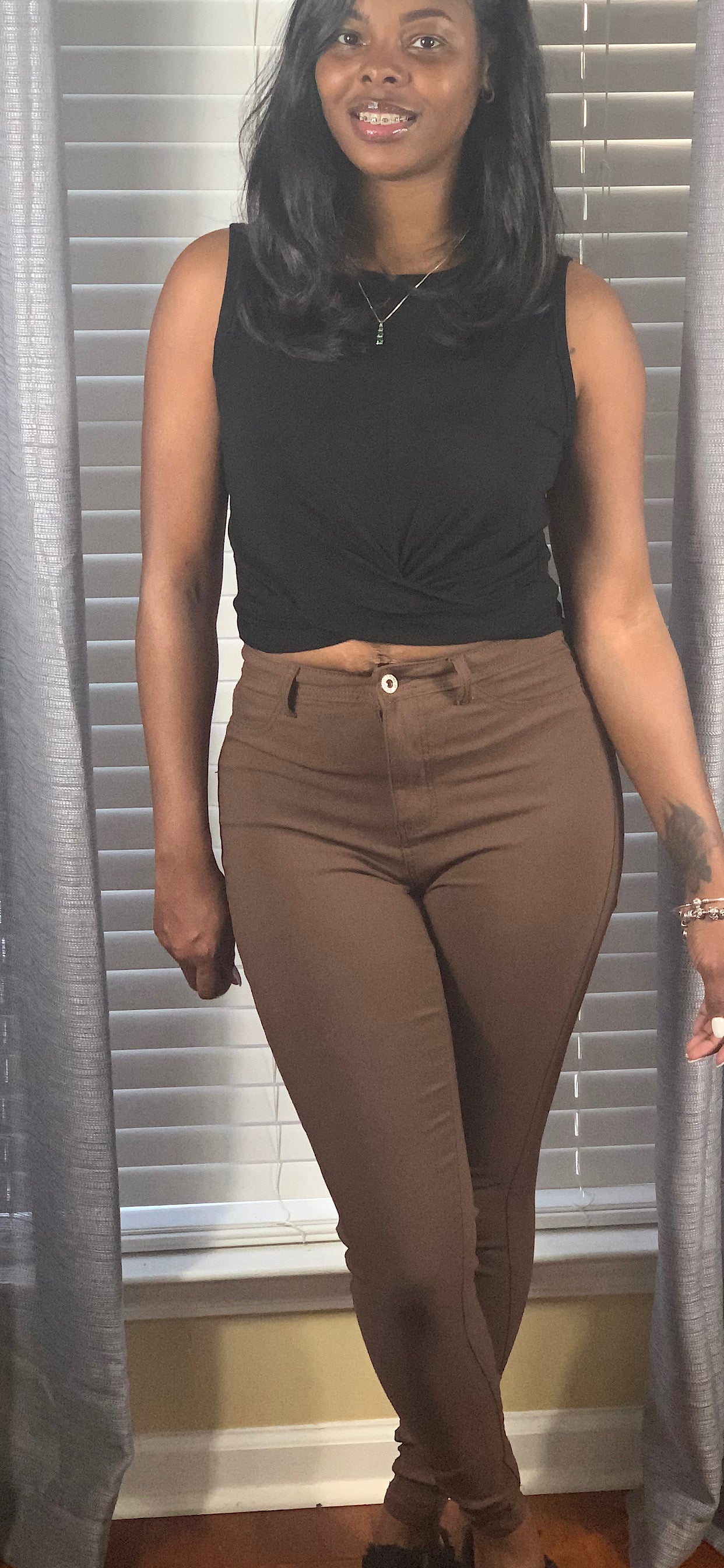 True Fit Skinny Leg Pants -Drk Brown