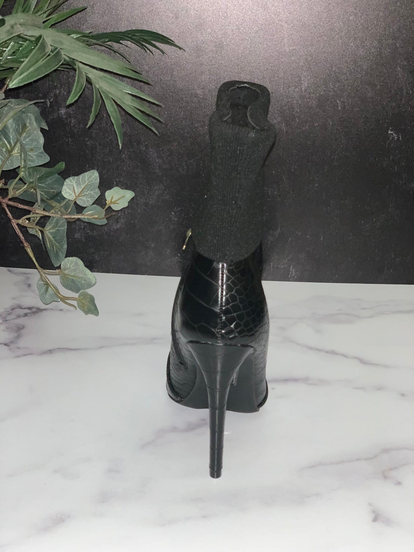 Brooklyn Croc Bootie-Black